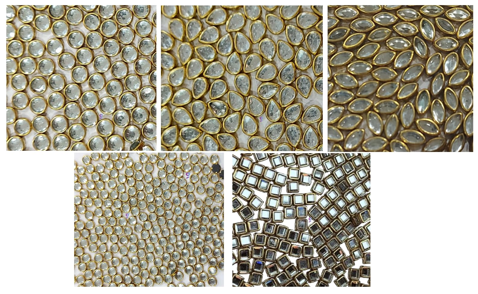 **Goonmala Kundan Stone Kit for Jewelry Making – Rhinestone Beads for Bangles, Embroidery, Craft & Fabric Decoration – Includes Free 5-Shape Silver Fabric Glue Cone – Perfect for DIY Fashion Accessories & Home Decor Projects**