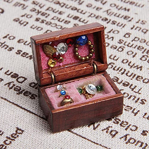 1:12 Miniature Wooden Jewelry Box - Small Decorative Storage for Dollhouse, Bedroom & Vanity Accessories - Perfect for Collectors and DIY Miniature Scenes
