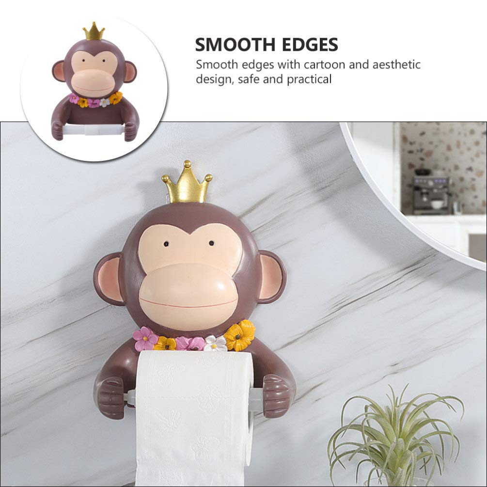 Monkey Roll Paper Holder - Retractable Wall-Mounted Tissue Dispenser for Bathroom, No Drill Resin Toilet Paper Stand with Decorative Monkey Figure - Perfect for Home, Office, and RV Use