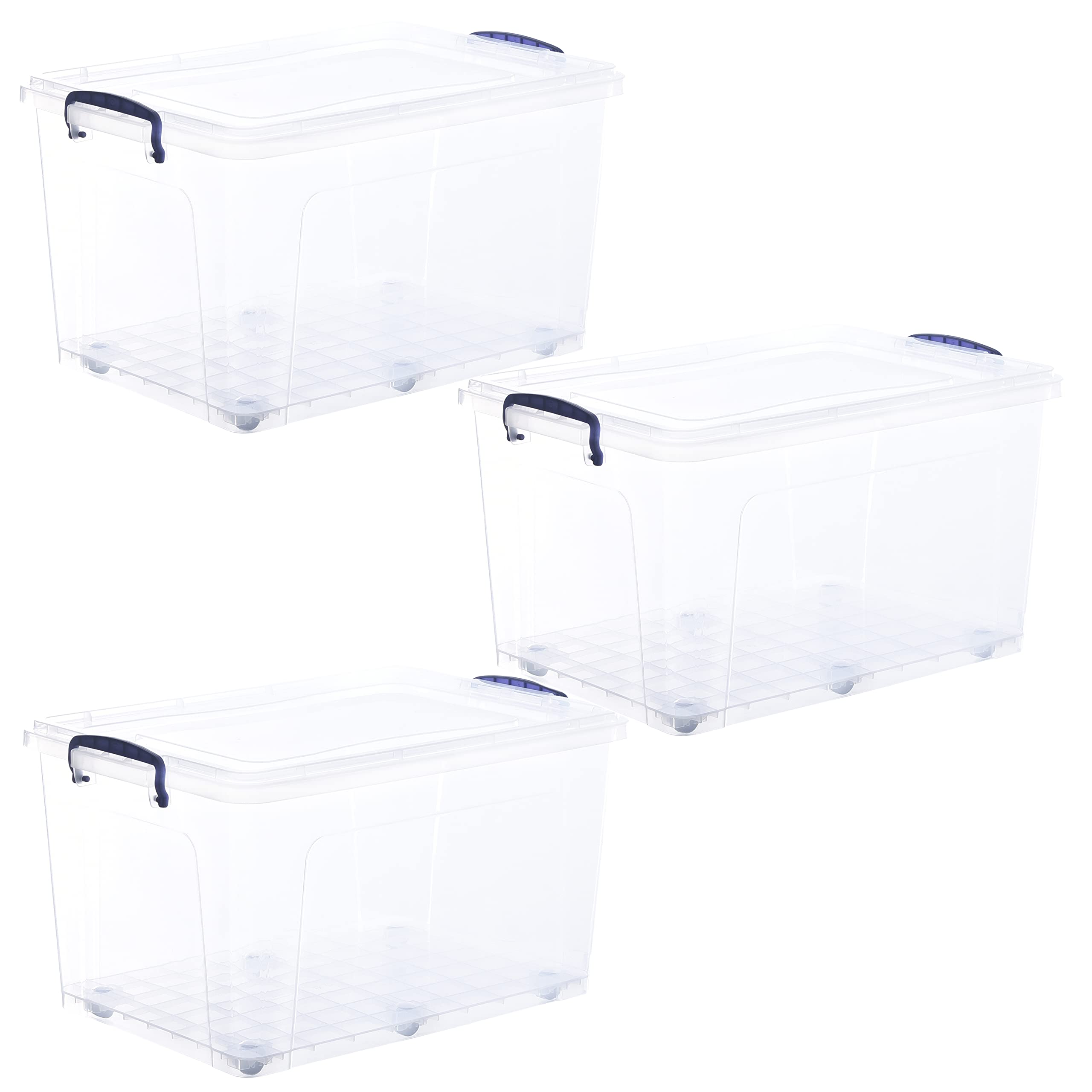 Superio 44 Quart Wheeled Storage Containers (3-Pack) - Stackable Large Plastic Bins with Secure Lids & Durable Latches - Perfect for Garage Organization, Moving Supplies & Home Storage Solutions