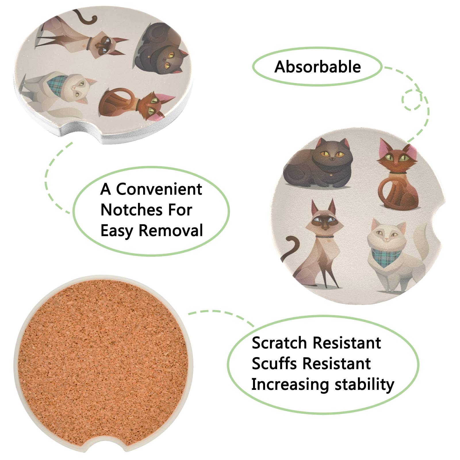 ATTX 2 Pack Absorbent Car Coasters - 2.5