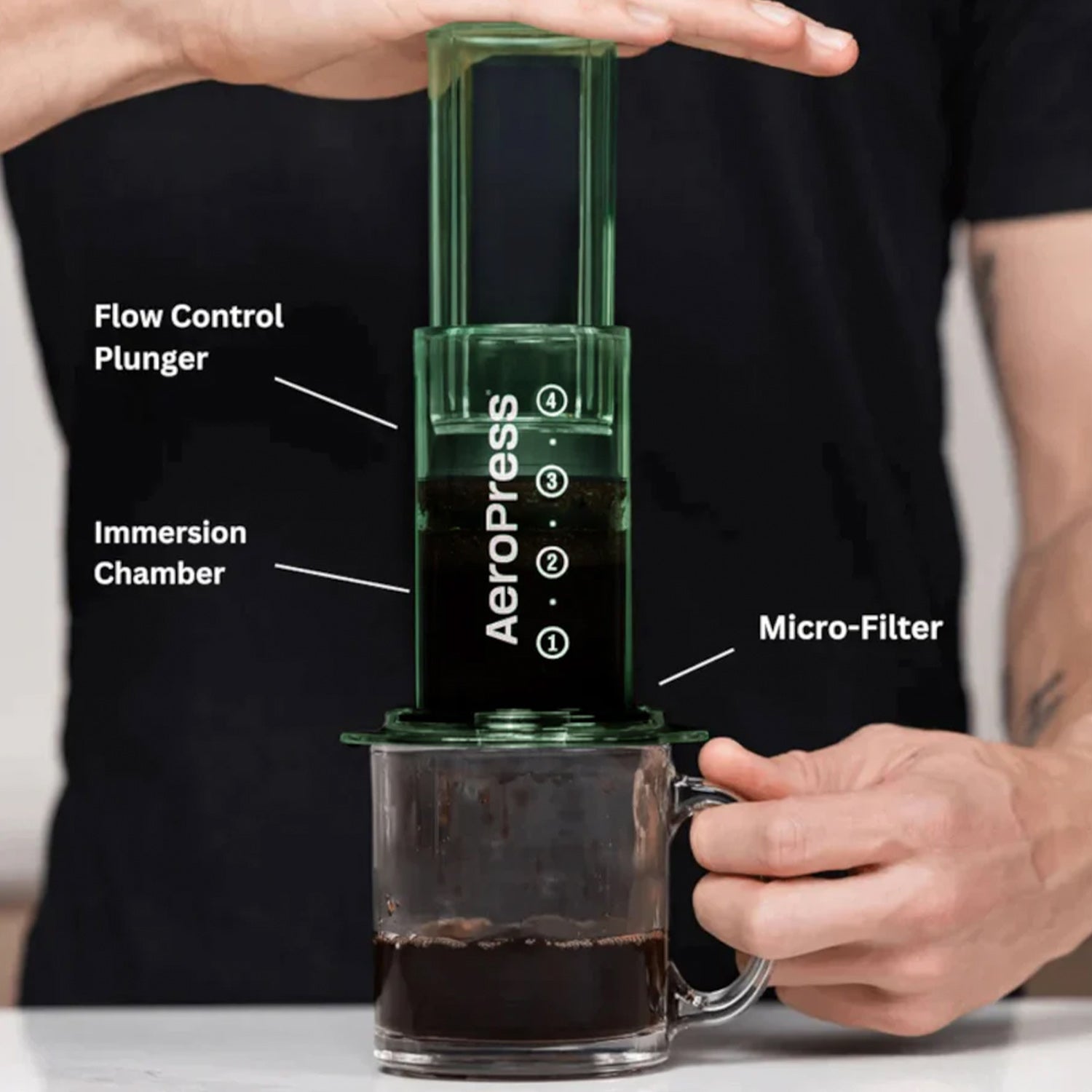 AeroPress Coffee & Espresso Maker - Clear Green | Portable Travel Coffee Brewer for Camping, Office & Home Use