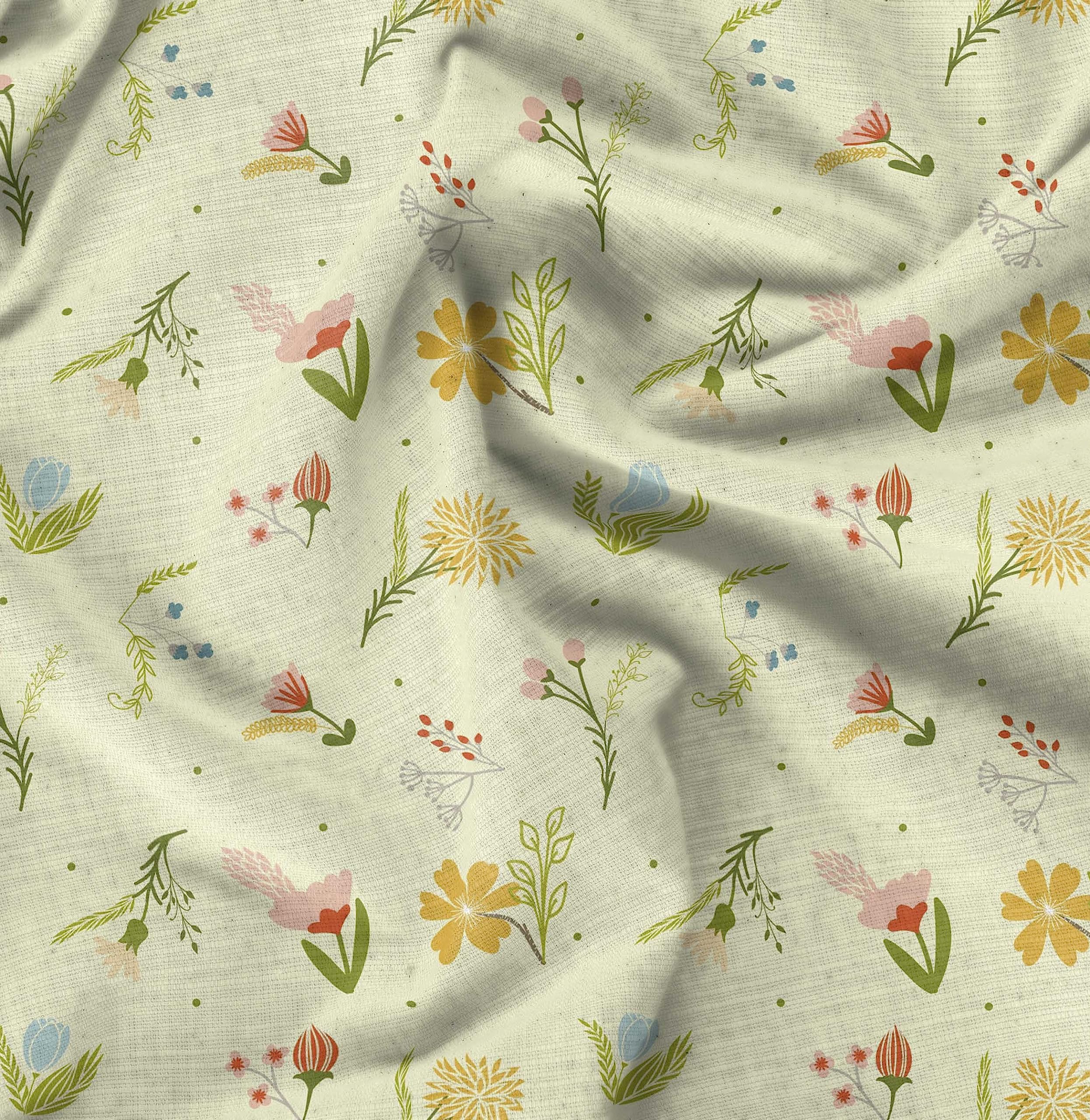 Soimoi Moss Georgette Yellow Fabric by The Yard - 42 Inch Wide Artistic Leaf & Floral Printed Fabric for Dresses, Curtains & DIY Fashion Projects - Elegant & Trendy Home Decor & Crafting Material