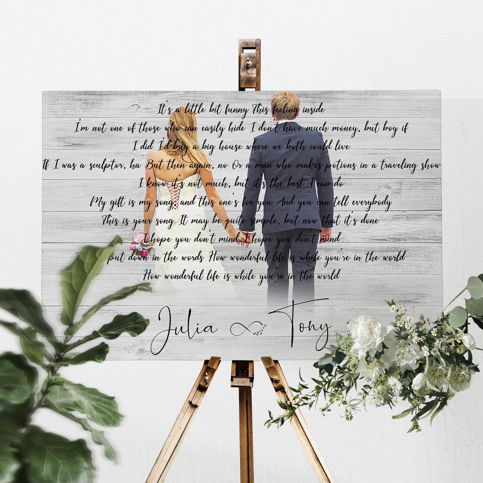 Custom First Dance Song Lyrics Portrait - Personalized Wedding Vows Sign, First Dance Lyrics Art, Wedding Illustration for Home Decor & Anniversary Gifts