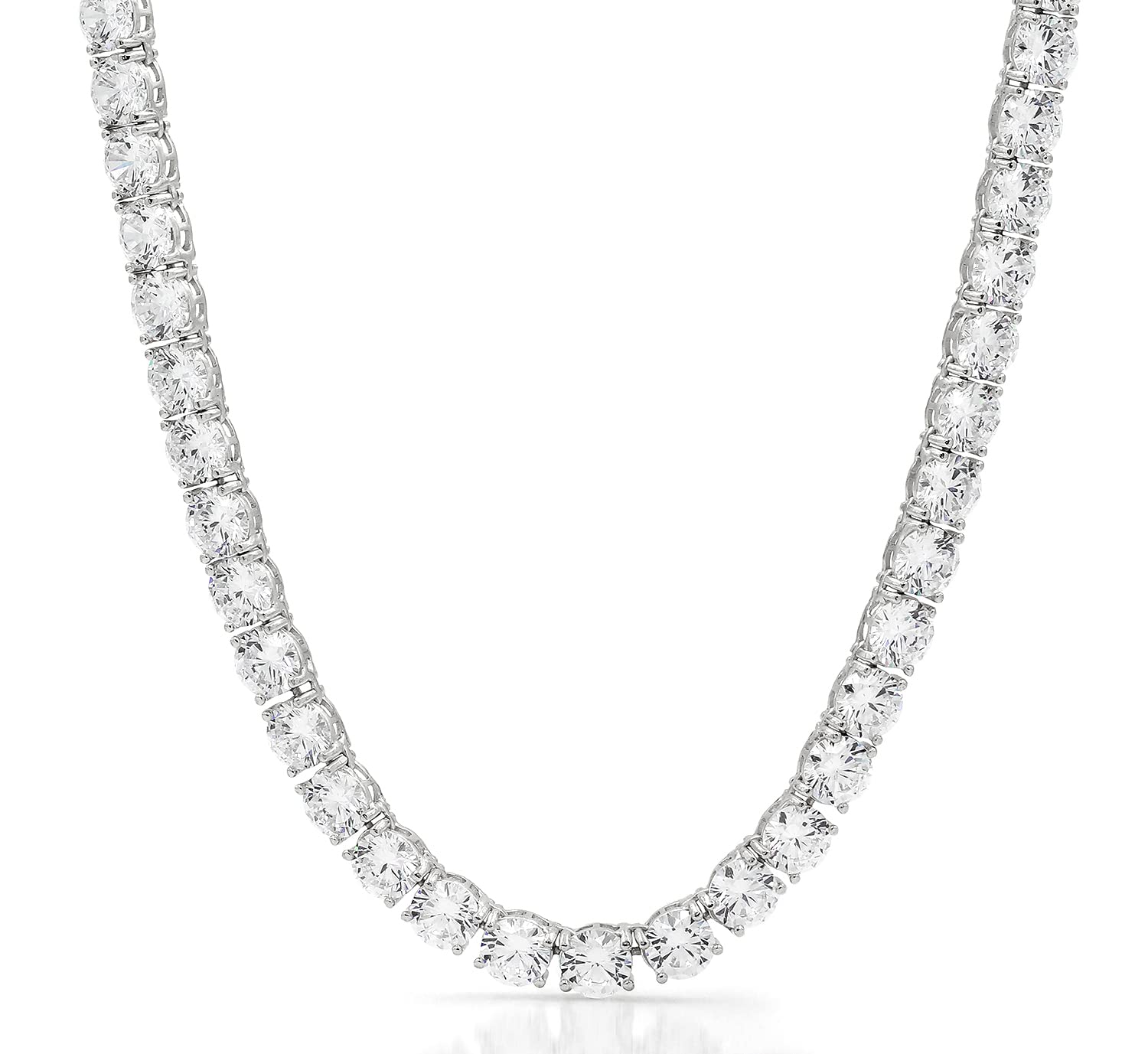 Giorgio Bergamo 925 Sterling Silver 2mm-7mm Tennis Necklace & Bracelet Set | Iced Out Round Cut CZ Cubic Zirconia Rhodium Plated Link Chain Jewelry | Perfect for Weddings, Parties & Special Occasions