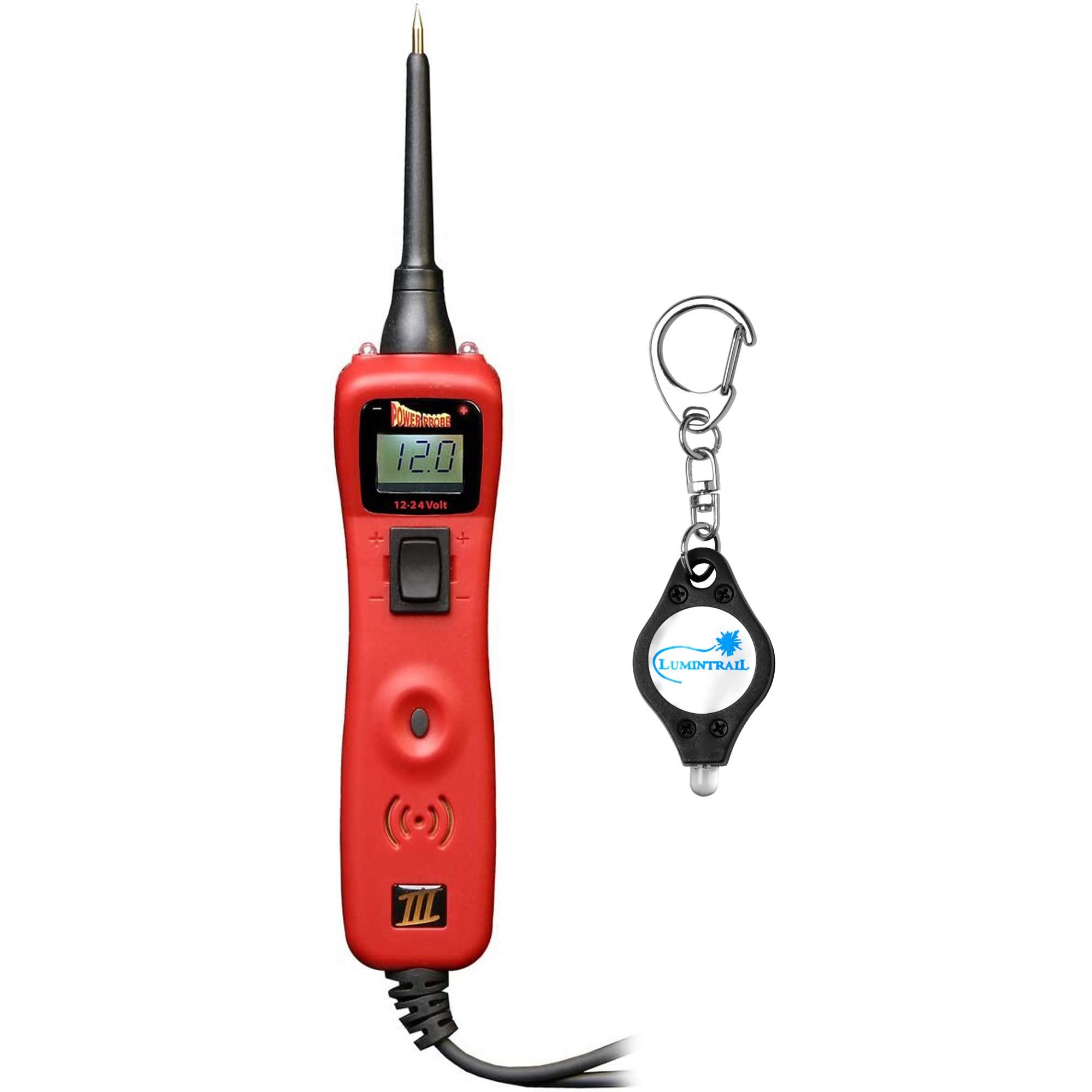 Power Probe III PP3CS - Automotive Diagnostic Test Tool with Digital Volt Meter, AC/DC Current & Resistance Circuit Tester - Includes Keychain Light (Red) - Perfect for Car Repairs, Electrical Troubleshooting & DIY Mechanics