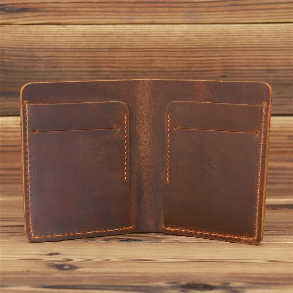 Slim Minimalist Leather Wallet for Men & Women - Compact Bifold Front Pocket Credit Card Holder (Brown, 12x9.5x2cm) - Perfect for Travel, Everyday Carry & RFID Protection