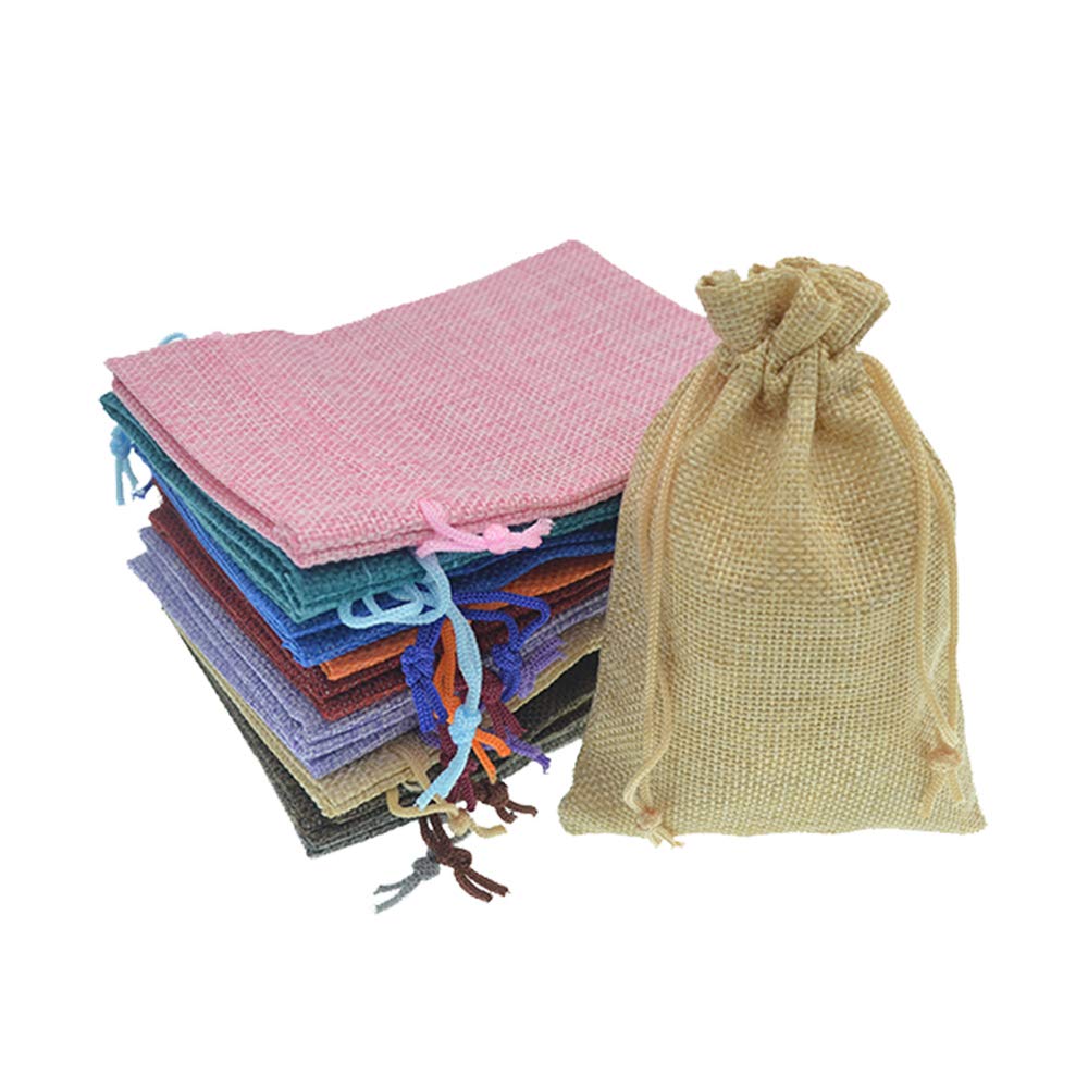 20Pcs Natural Burlap Drawstring Bags - 3.9 x 5.5 Inch Small Jute Gift Pouches for Christmas Wedding Party Favors, Jewelry Candy Storage - Eco-Friendly Assorted Colors for DIY Crafts & Home Decor