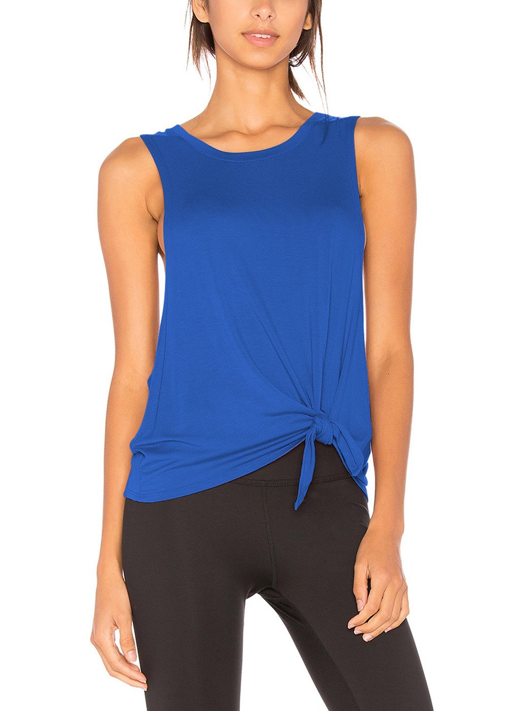 Bestisun Women's Sexy Workout Tank Tops - Yoga & Gym Crop Shirts with Tie Knot Design for Women - Perfect for Yoga, Gym, Running & Summer Outdoor Activities