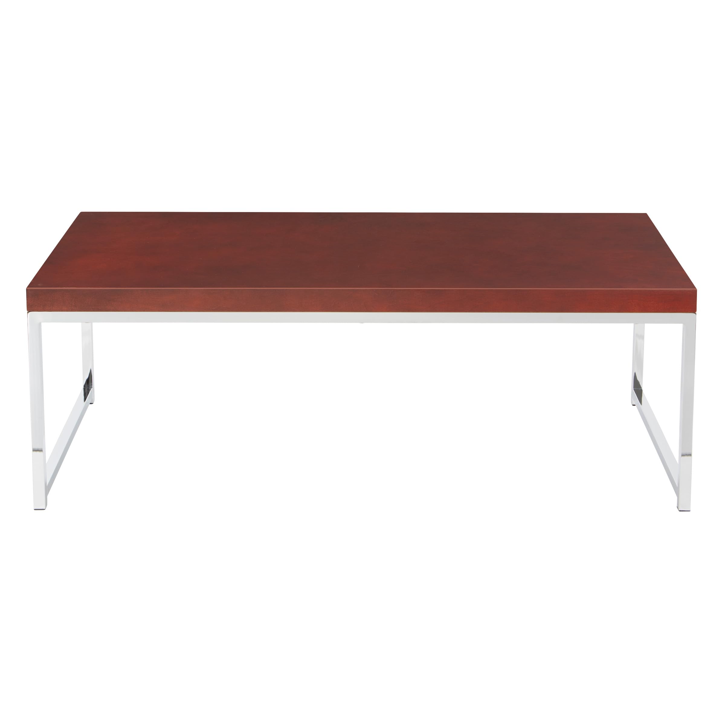 AVENUE•SIX OSP Home Furnishings Modern Wall Street Coffee Table with Chrome Base - Espresso Finish for Living Room, Office & Lounge Decor