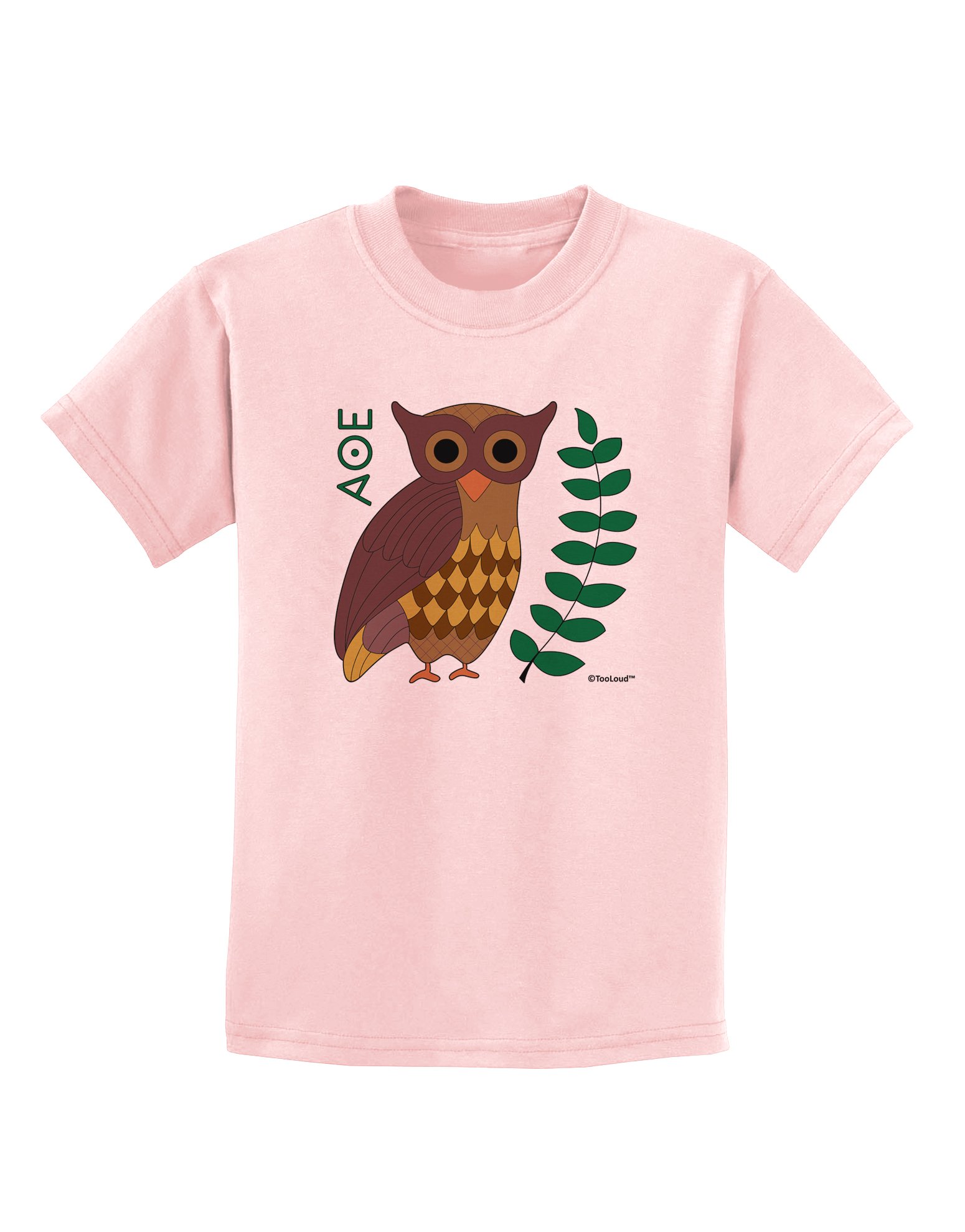 TooLoud Owl of Athena Kids T-Shirt - Cute Greek Mythology Graphic Tee for Boys & Girls - Perfect for School, Playdates & Family Outings