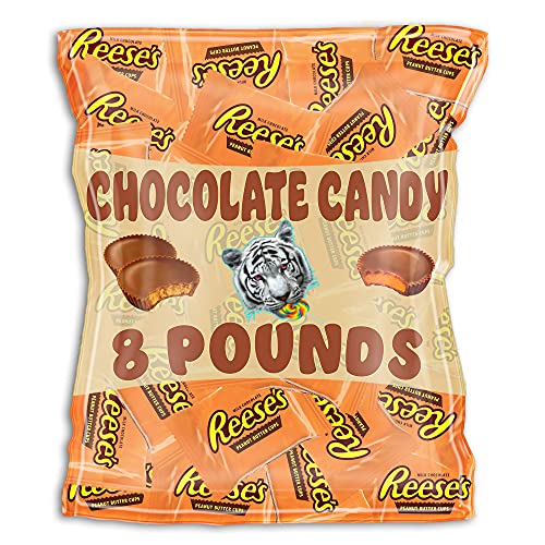 Premium Chocolate Peanut Butter Cups Candy - Individually Wrapped Bulk Snacks (8 Pound Bag) - Perfect for Halloween, Party Favors, Office Treats & Gift Baskets