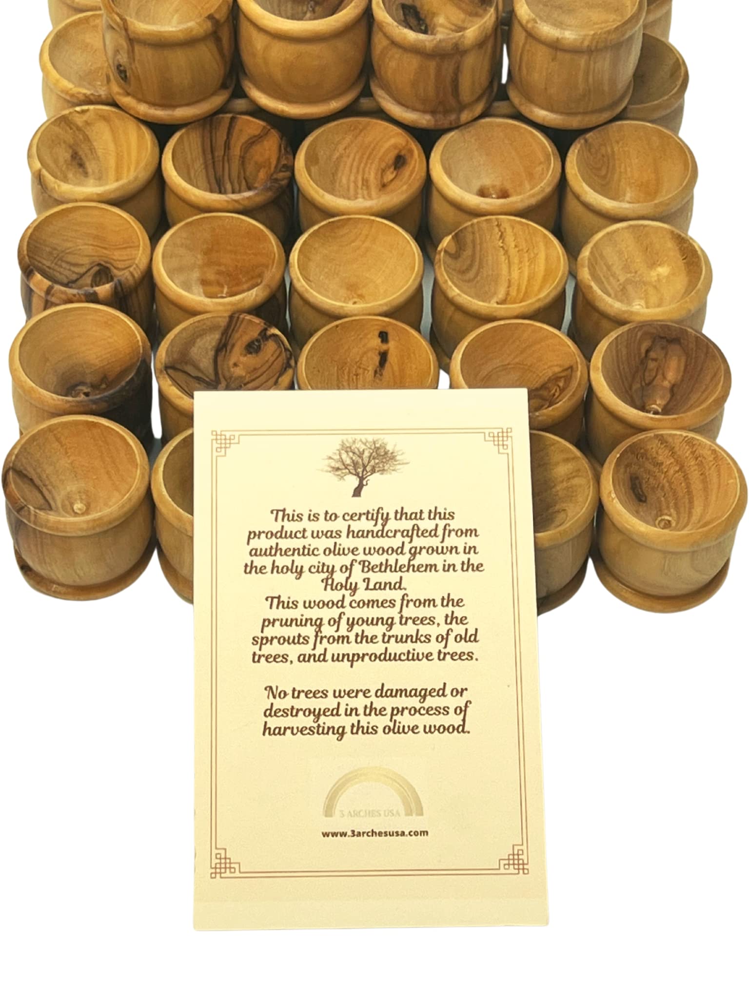 Hand-Carved Olive Wood Communion Cups from Holy Land Bethlehem - 50-Pack 1.1