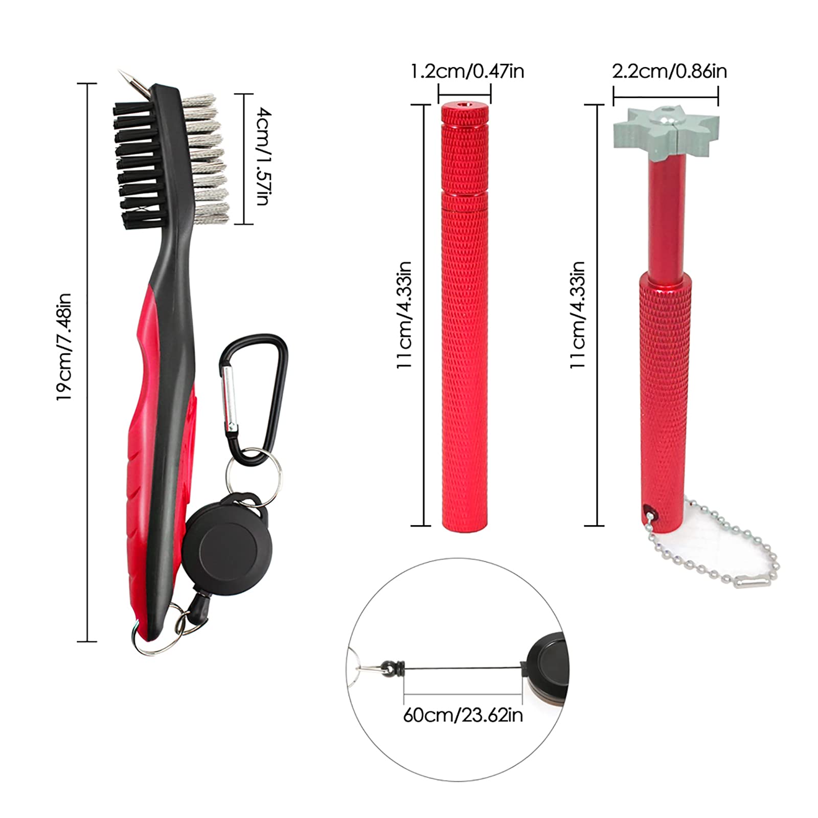 VIPMOON Golf Club Groove Sharpener Tool - Retractable Golf Brush & Cleaner with Aluminum Carabiner for Wedge & Irons (U/V Grooves) | Durable Golf Accessories for Men | Perfect for Course Maintenance & Pre-Game Preparation