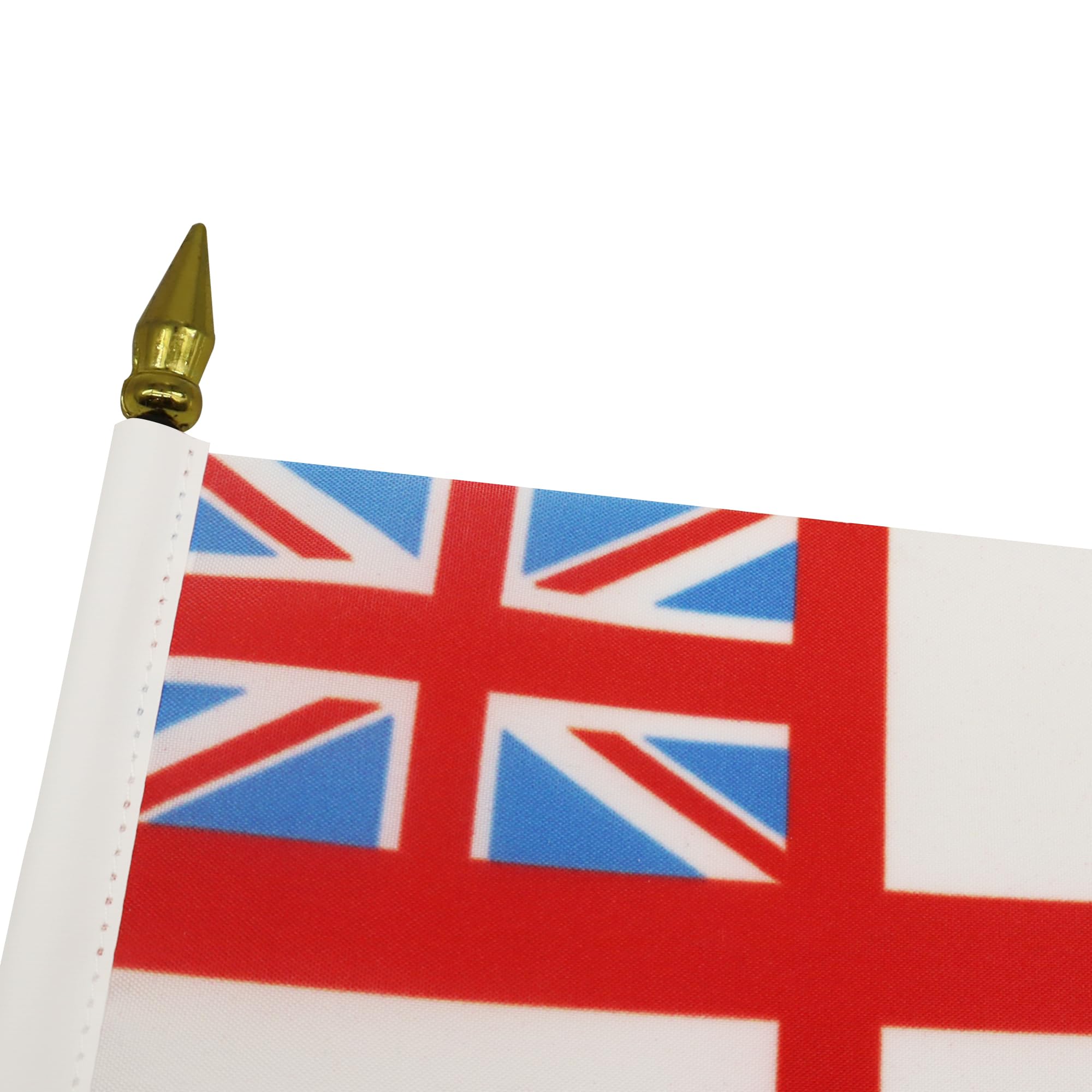 4'' x 6'' White Ensign Table Flag with Golden Spear Top | St George's Cross British Royal Navy Desk Flag 15x10 cm | Perfect for Office Decor, Nautical Themed Events & Maritime Collectors - AZ FLAG