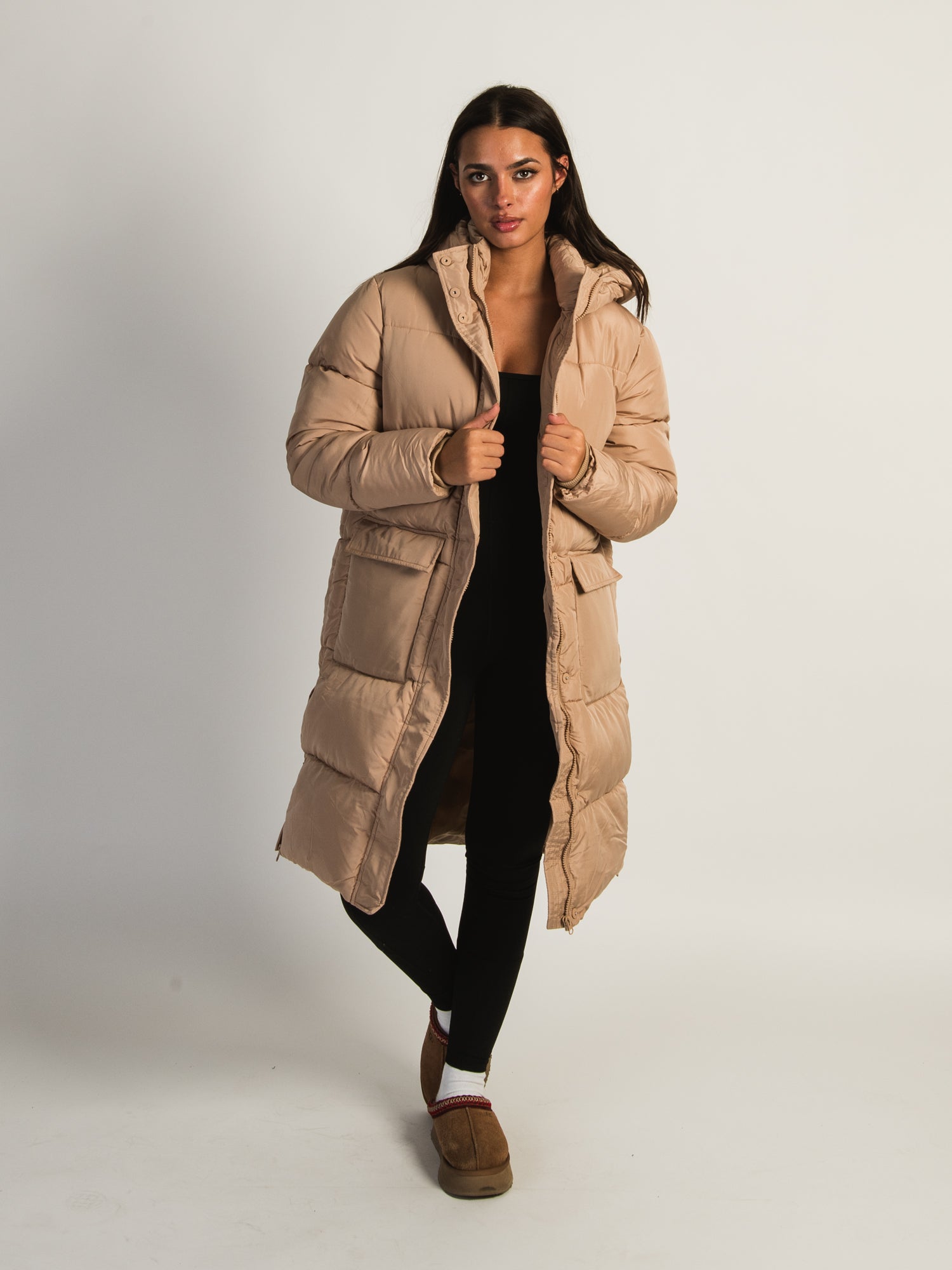 AZALEA WANG STASSI Long Hoodie Puff Jacket for Women - Winter Warm Oversized Coat with Hood | Perfect for Outdoor Activities, Streetwear Fashion & Casual Wear