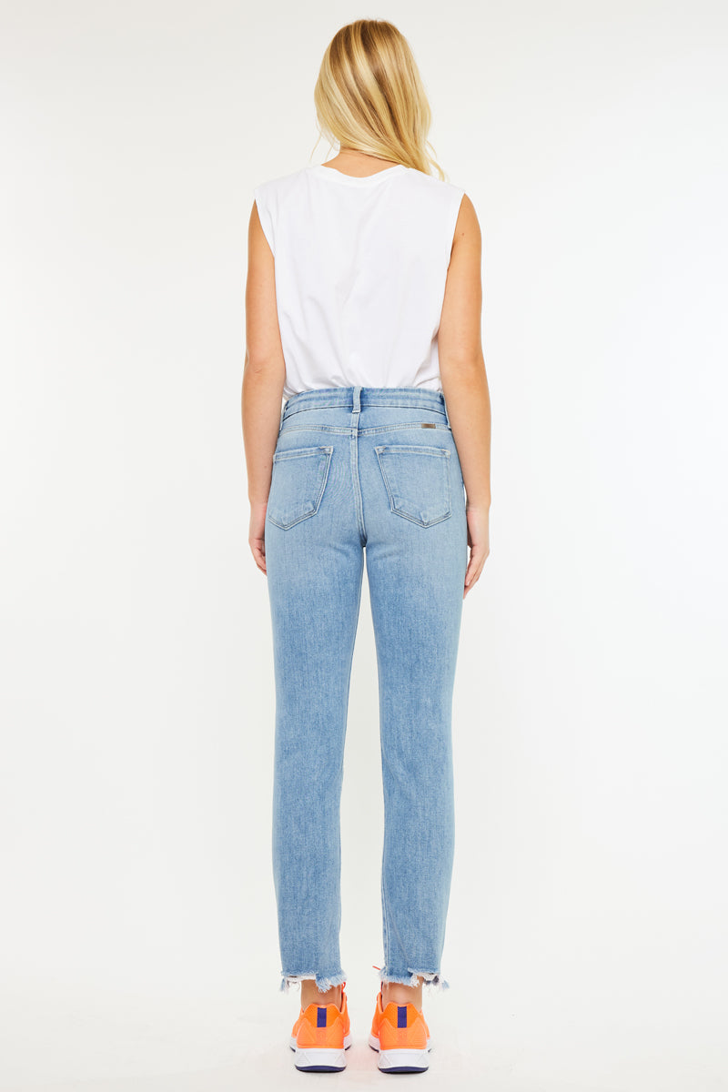 Clover High Rise Slim Straight Fit Leg Jeans for Women - Stretchy Denim Pants with Comfortable Waistband | Perfect for Casual Wear, Office & Everyday Outfits