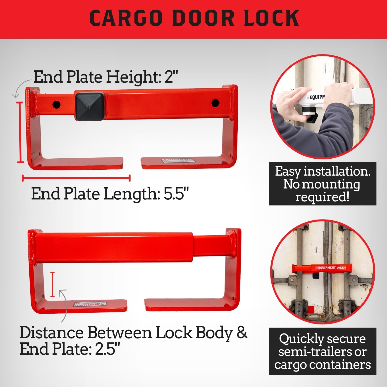 High Security Equipment Lock & Cargo Door Lock - Powder Coated Steel Semi Trailer Door Lock | Heavy Duty Truck Accessories & Trailer Security (Keyed Differently) | Ideal for Semi Trucks, Trailers, and Commercial Vehicle Protection