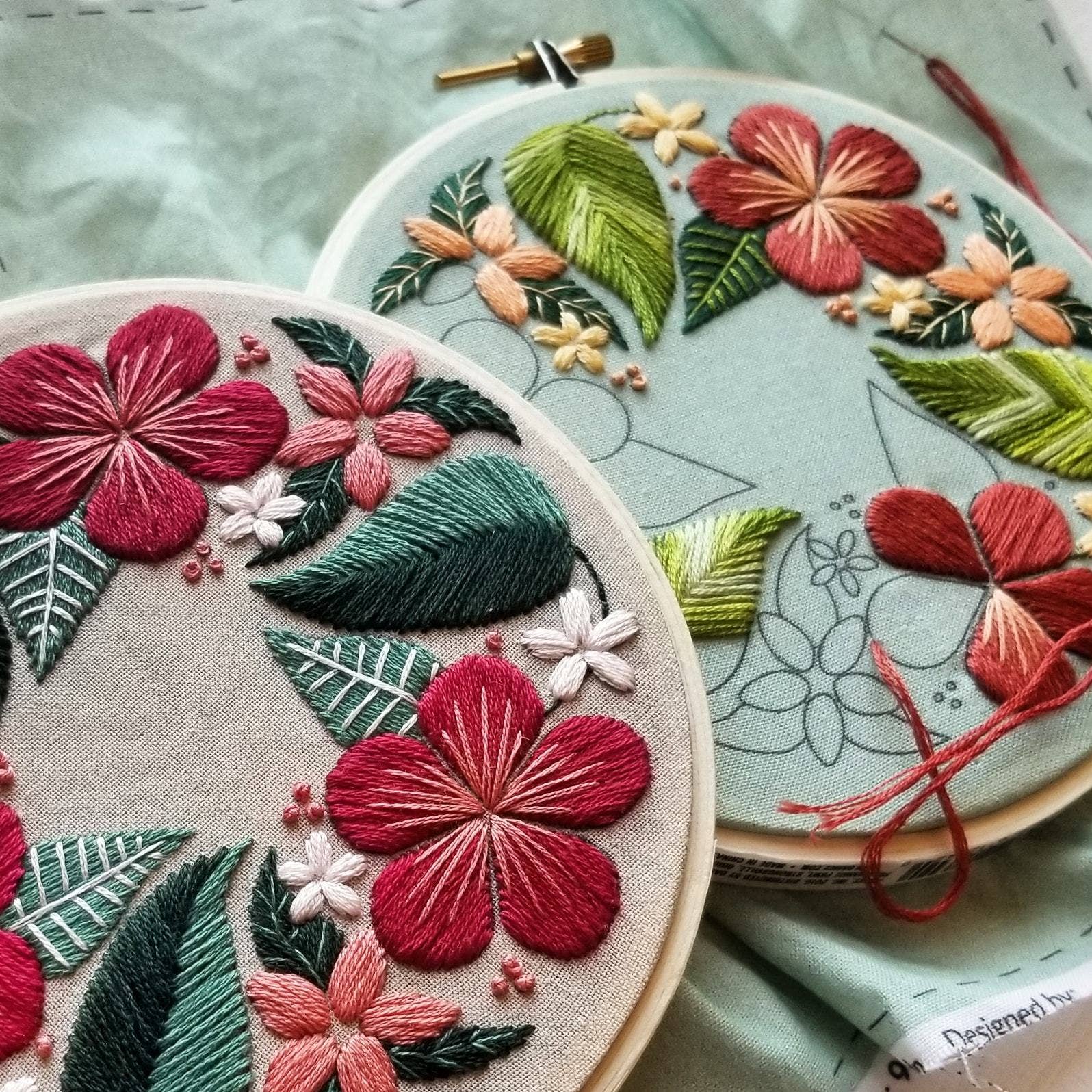 Floral Embroidery Kit for Beginners - DIY Hand Embroidery Set with Flowers Patterns, Threads & Needles - Perfect for Home Decor, Gifts & Relaxation