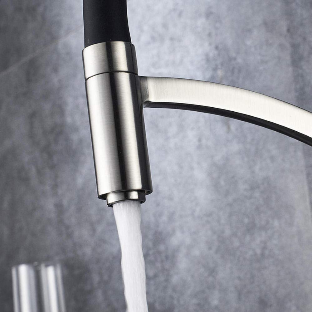 Brushed Nickel Kitchen Faucet with Pull Down Sprayer - Hot & Cold Water Mixer Tap with 360 Degree Rotation - Perfect for Modern Kitchens & Food Prep Stations