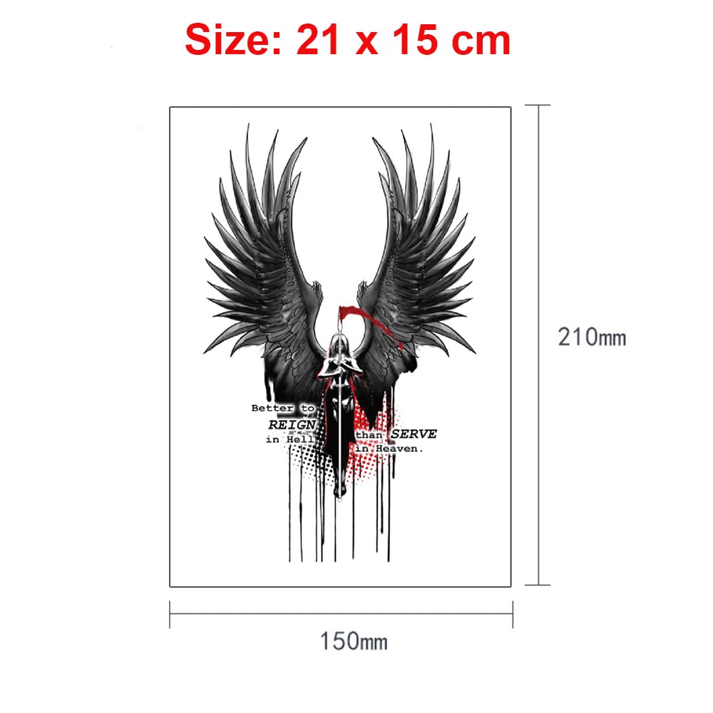 Vibrant Beautiful Wings Temporary Tattoo - 21x15cm Waterproof Fake Tattoo for Men & Women - Perfect for Parties, Festivals, and Body Art Enthusiasts
