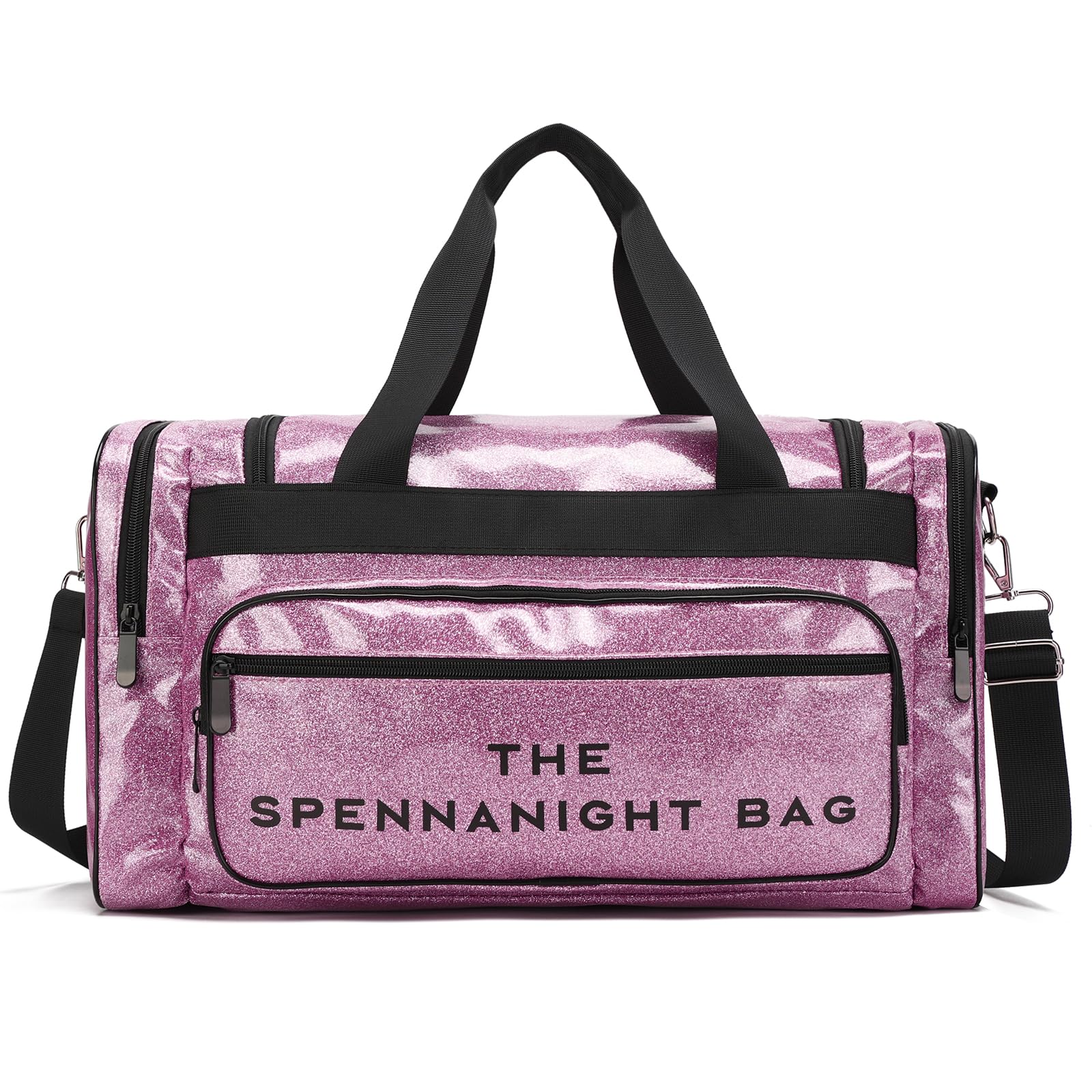 SPENNANIGHT Glitter Duffle Bag for Women - Waterproof Travel Gym Tote, Sports Shoulder Weekender Overnight Bag for Workouts, Yoga, Beach & Weekend Getaways