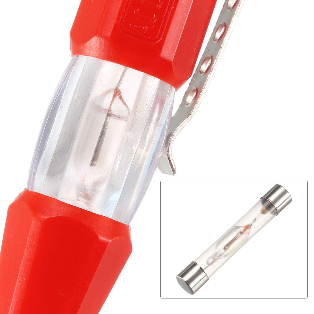 uxcell AC 100-500V Voltage Tester with 3mm Slotted Screwdriver & Clip - Circuit Testing Tool (Red, 5-Pack) for Electricians, Home DIY & Electrical Maintenance