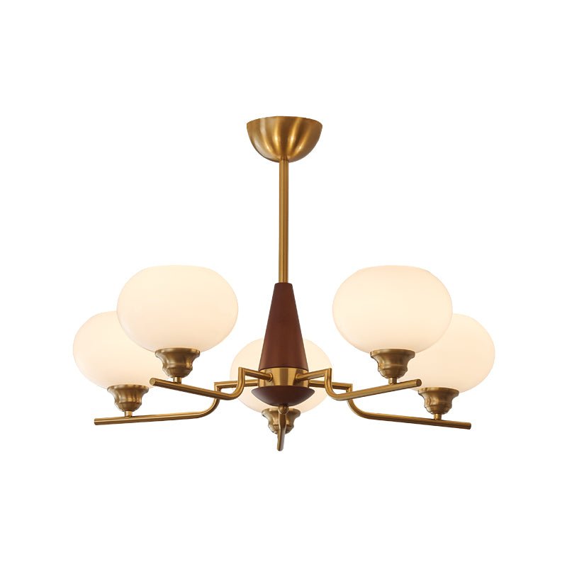 Celeste Sphere Walnut Wood Chandelier - Modern Handcrafted Lighting Fixture for Dining Room, Living Room & Bedroom Decor