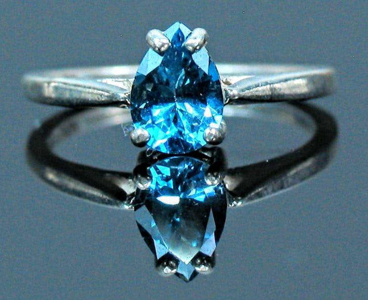 14K Solid Gold & Sterling Silver Swiss Blue Topaz Ring - Custom Made in Yellow, White, or Rose Gold - Size 6, 8, 163 499/143 499 - Perfect for Engagement, Anniversary & Special Occasion Gifts