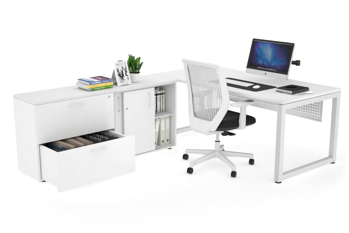 Quadro Loop Executive White Frame Office Chair [1800L x 700W] - Ergonomic Desk Chair for Home & Office Workspace