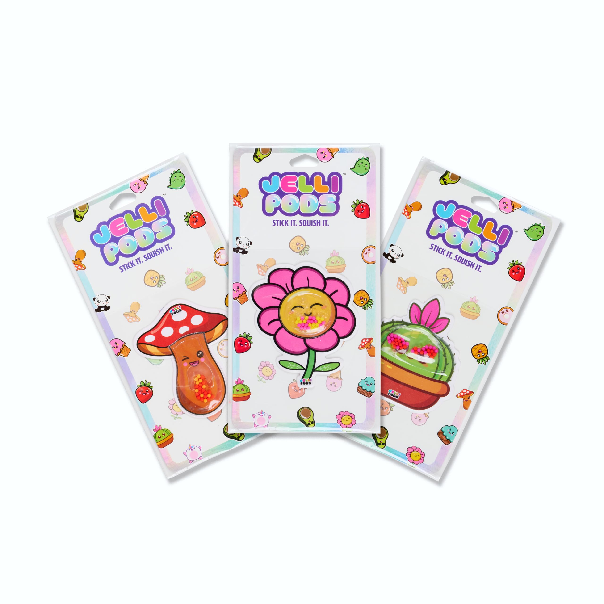 JelliPods Puffy Plants Sensory Stickers - Reusable Tactile Fidget Toys for Kids with 3 Puffy Stickers - Touch & Feel Sensory Activity for Classroom, Autism & Stress Relief - Perfect for Focus, Calming & Fine Motor Skills Development