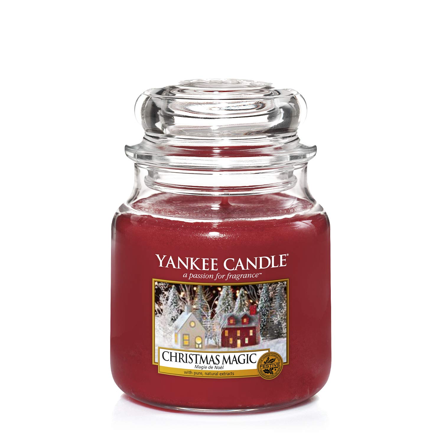 Yankee Candle Medium Jar Candle - Christmas Magic Scented Candle in Red | Holiday Home Decor, Gift Idea & Festive Ambiance for Christmas Parties