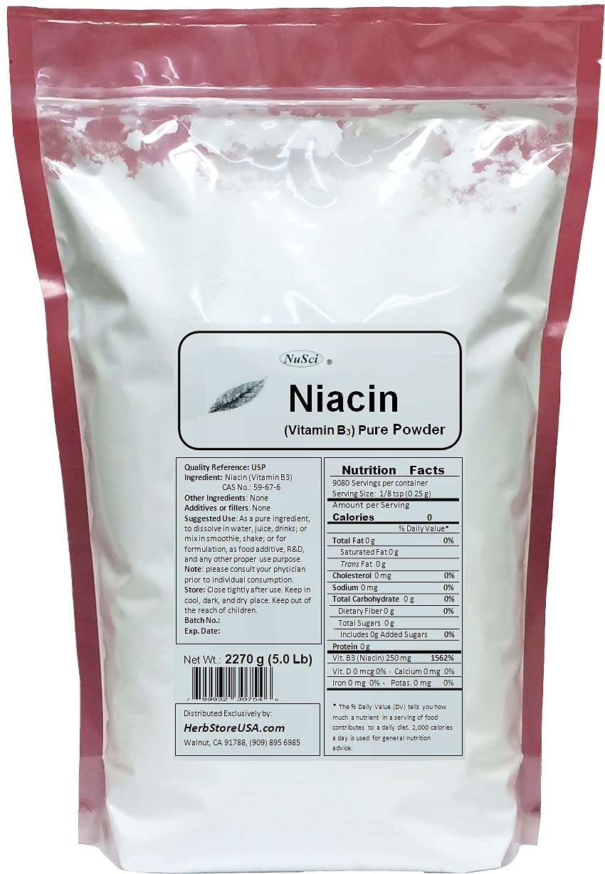 Pure Niacin (Vitamin B3) Powder 1000g (2.2 lb) - High Potency Supplement for Energy, Skin & Heart Health - Perfect for Smoothies, Baking & DIY Skincare