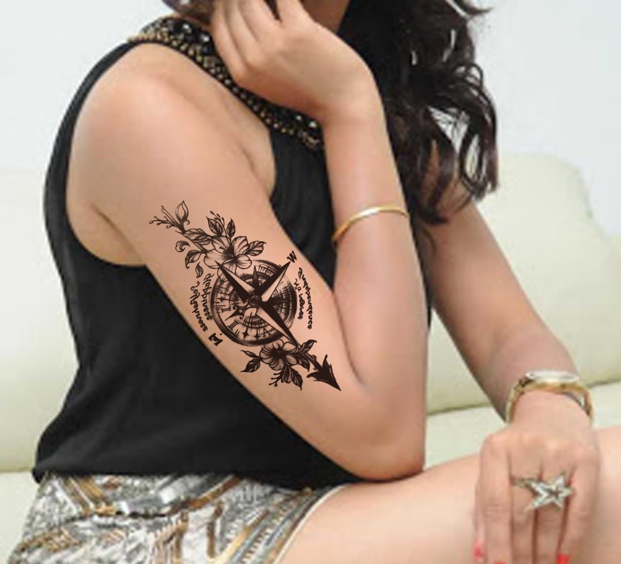 Waterproof Temporary Tattoo Stickers for Men & Women - 3D Realistic Flowers, Butterflies, Stars, Angels, Wolves & Armband Designs (21x12cm) | Perfect for Parties, Halloween, Cosplay & Body Art
