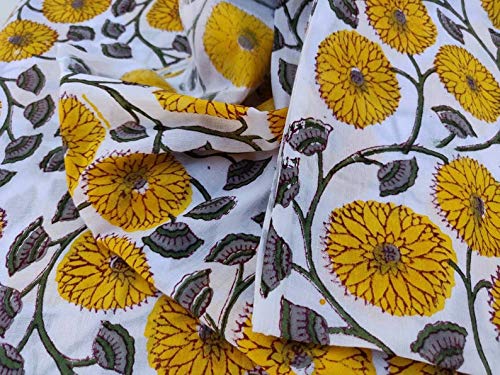 Authentic Jaipur Floral Printed Cotton Fabric by the Yard - Soft & Breathable Indian Print Cloth for Scarves, Cushion Covers, Sofa Covers & Summer Dresses (50 Yards) - Perfect for Home Decor, DIY Crafts & Fashion Accessories