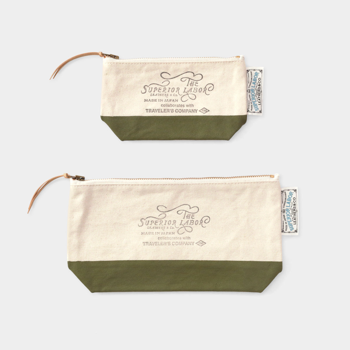 TRAVELER'S COMPANY x The Superior Labor Engineer Pouch - Medium Size Olive for Travel & Work Organization | Perfect for Tech Accessories, Stationery & EDC Essentials