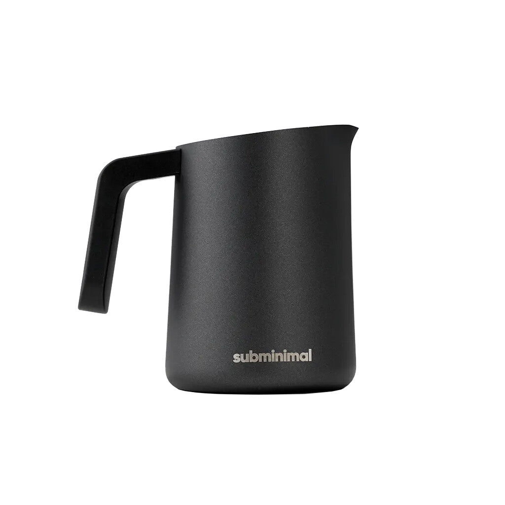 Premium Black FloTip Milk Pitcher - Barista-Grade Espresso Steaming Pitcher for Latte Art & Coffee Brewing - Perfect for Home Baristas & Professional Cafes