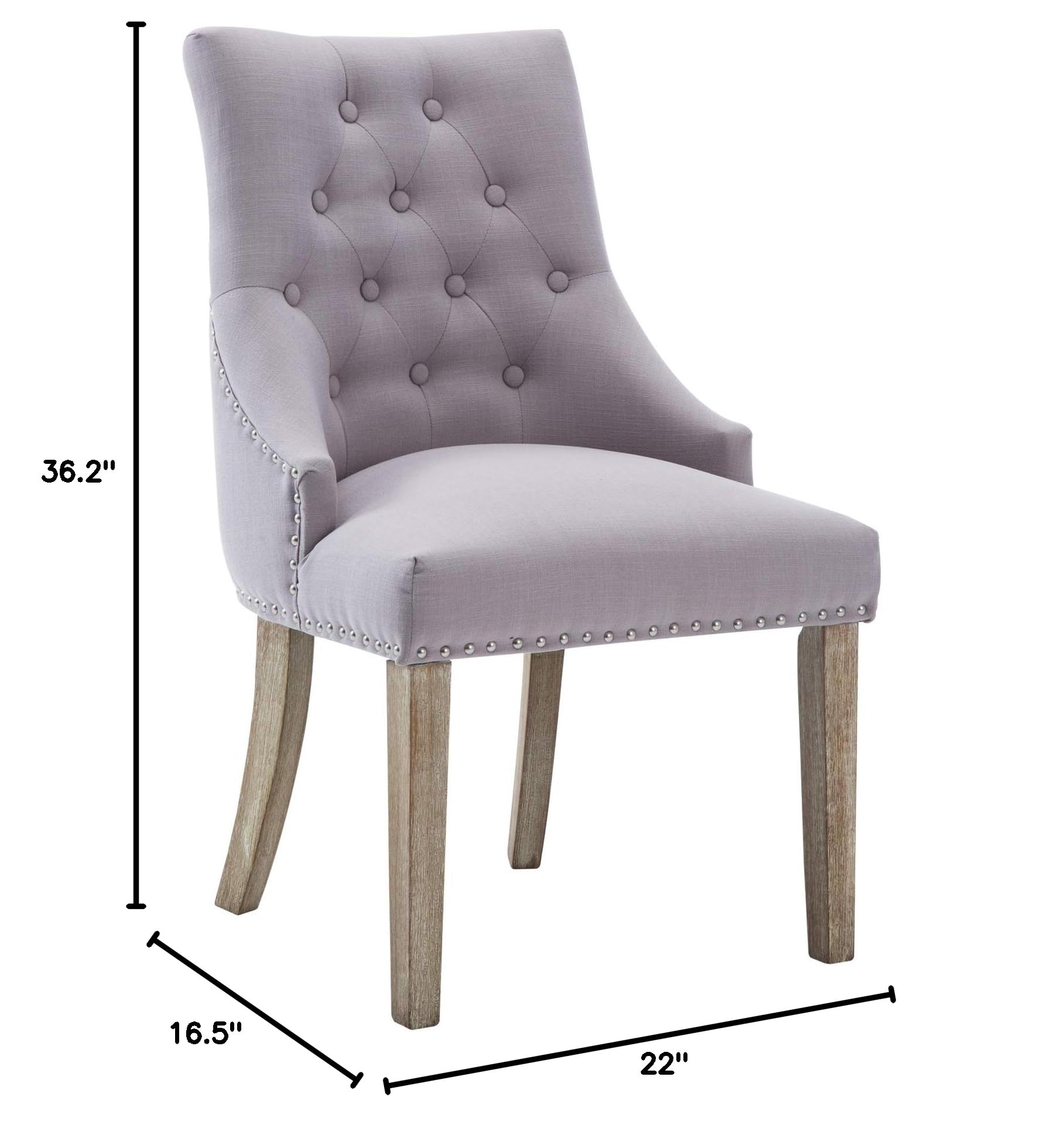 NOBPEINT Gray Fabric Dining Chairs - Set of 2 Upholstered Leisure Padded Ring Chairs with Nailhead Trim for Kitchen, Dining Room, or Breakfast Nook