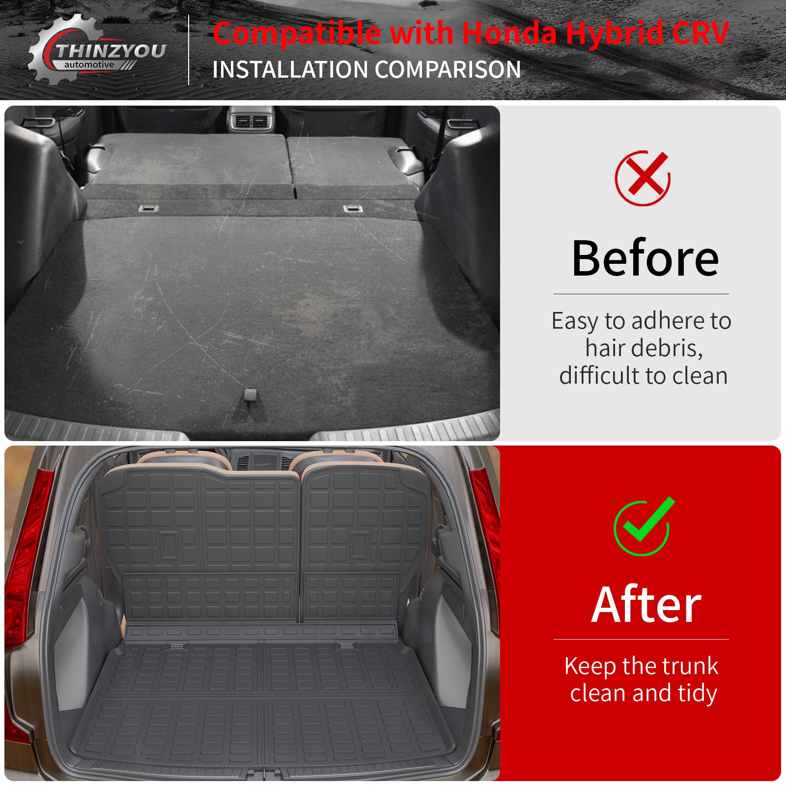 All-Weather Floor Mats for 2023-2025 Honda CRV & CRV Hybrid - Complete Set (Trunk Liner, Back Seat Cover, Front/Rear Mats) | Durable Protection for SUV Cargo Area & Interior | Perfect for Road Trips, Camping & Family Adventures