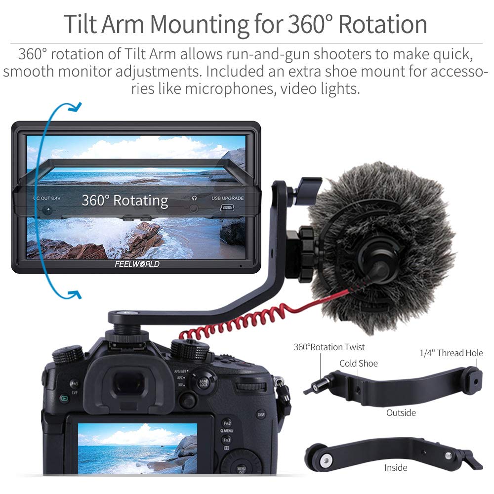 FEELWORLD S55 6 Inch Full HD 1920x1080 IPS DSLR Camera Field Monitor with 4K HDMI, LUT, Peaking Focus Assist - Professional Video Accessory for Filmmaking, Vlogging & Outdoor Shooting