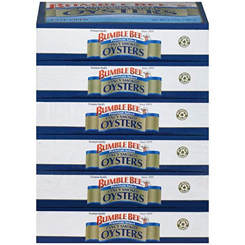 BUMBLE BEE Smoked Oysters 3.75oz (6-Pack) - Keto, High Protein, Gluten Free - Perfect for Snacks & Salads