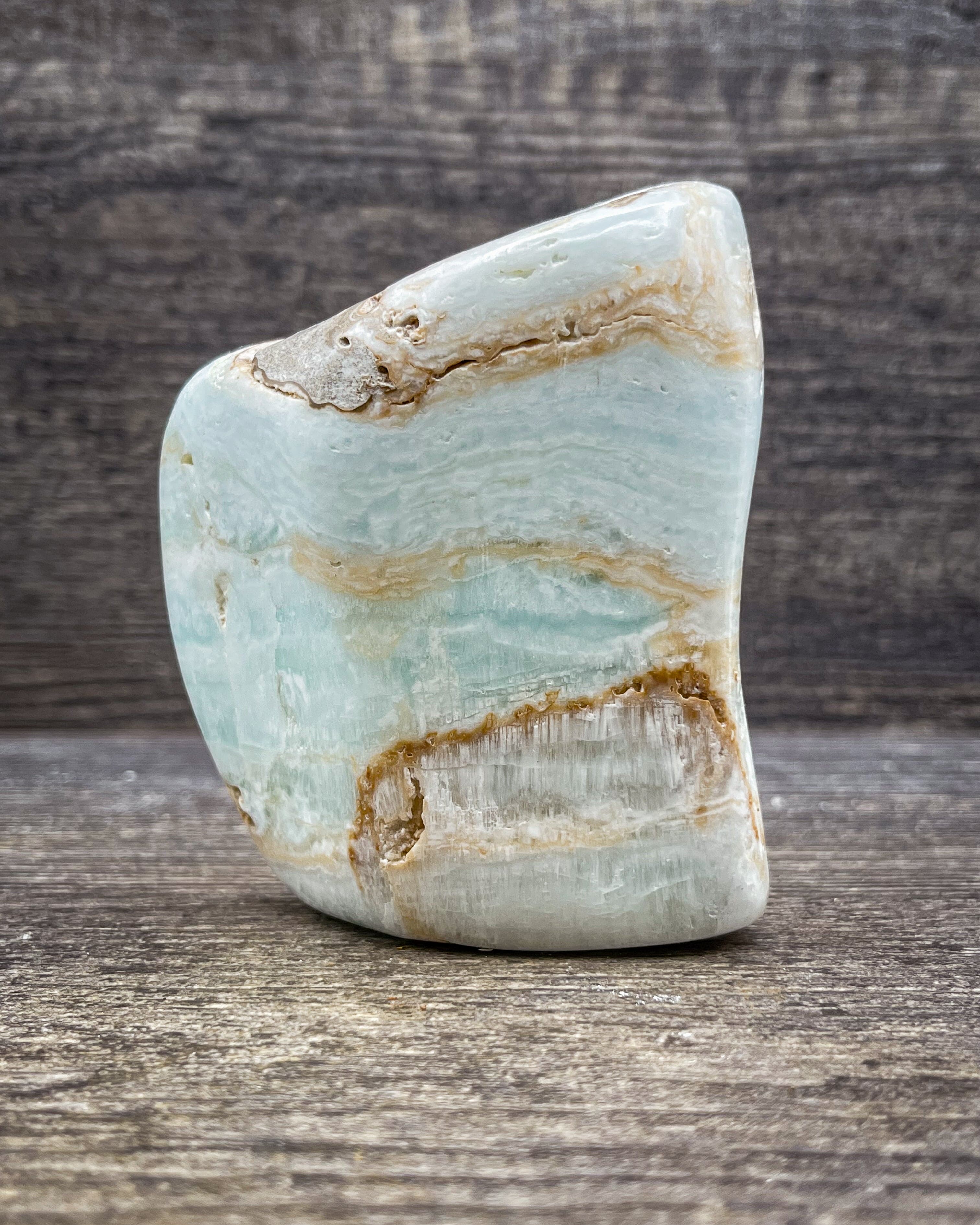 Natural Caribbean Calcite Freeform Stone - 352g Raw Crystal for Healing, Meditation & Home Decor