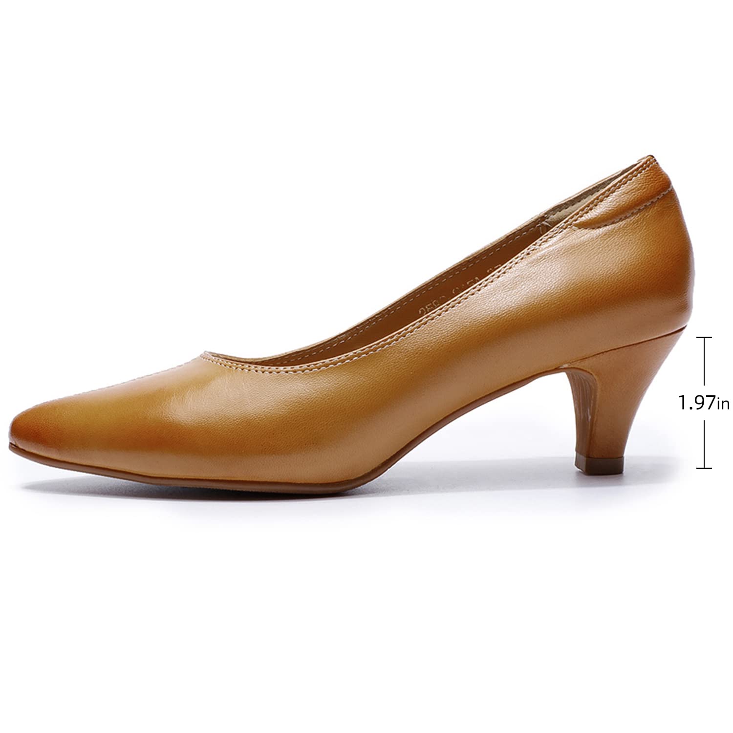 Mona Flying Women's Leather Pump Shoes - Medium Heel Pointed Toe Professional Office Dress Shoes for Ladies - Perfect for Business Attire, Work & Formal Occasions