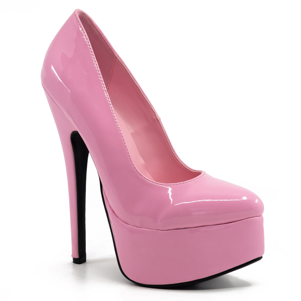 Ellie Shoes Prince 6.5 Inch Stiletto Heels Patent Leather Platform Pumps for Women - Pink | Perfect for Parties, Weddings & Evening Events
