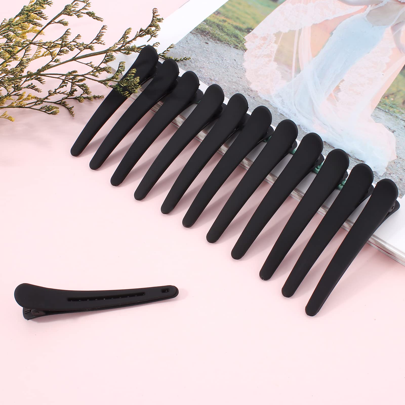 YISSION 12 PCS Matte Alligator Hair Clips - No Crease Duck Bill Hair Clips for Women & Girls (3.1 Inch, Black) - Perfect for Sectioning, Styling & Salon Use at Home or Professional Hairdressing