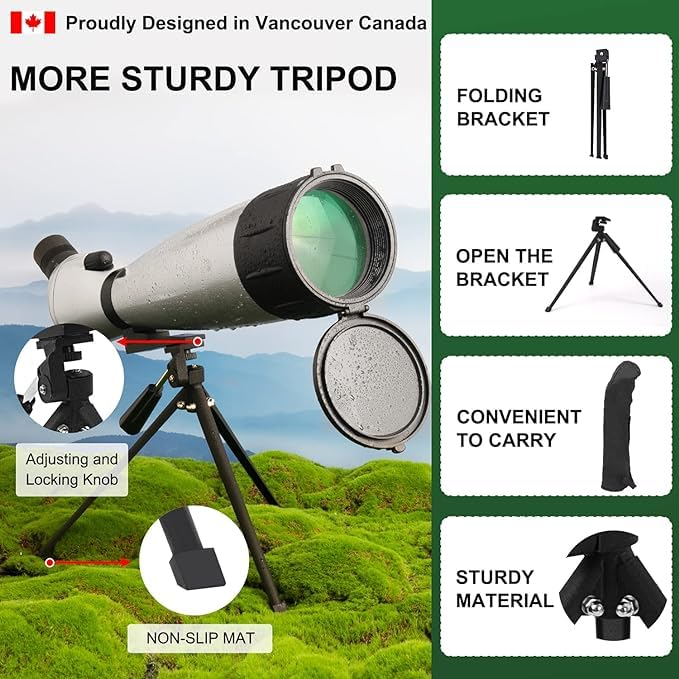 Fetch Falcon Spotting Scope 33-100X100 FMC HD BAK4 - Long Range Waterproof Telescope with Metal Tripod, Carry Case & Phone Adapter for Bird Watching, Hunting, Target Shooting & Outdoor Observation