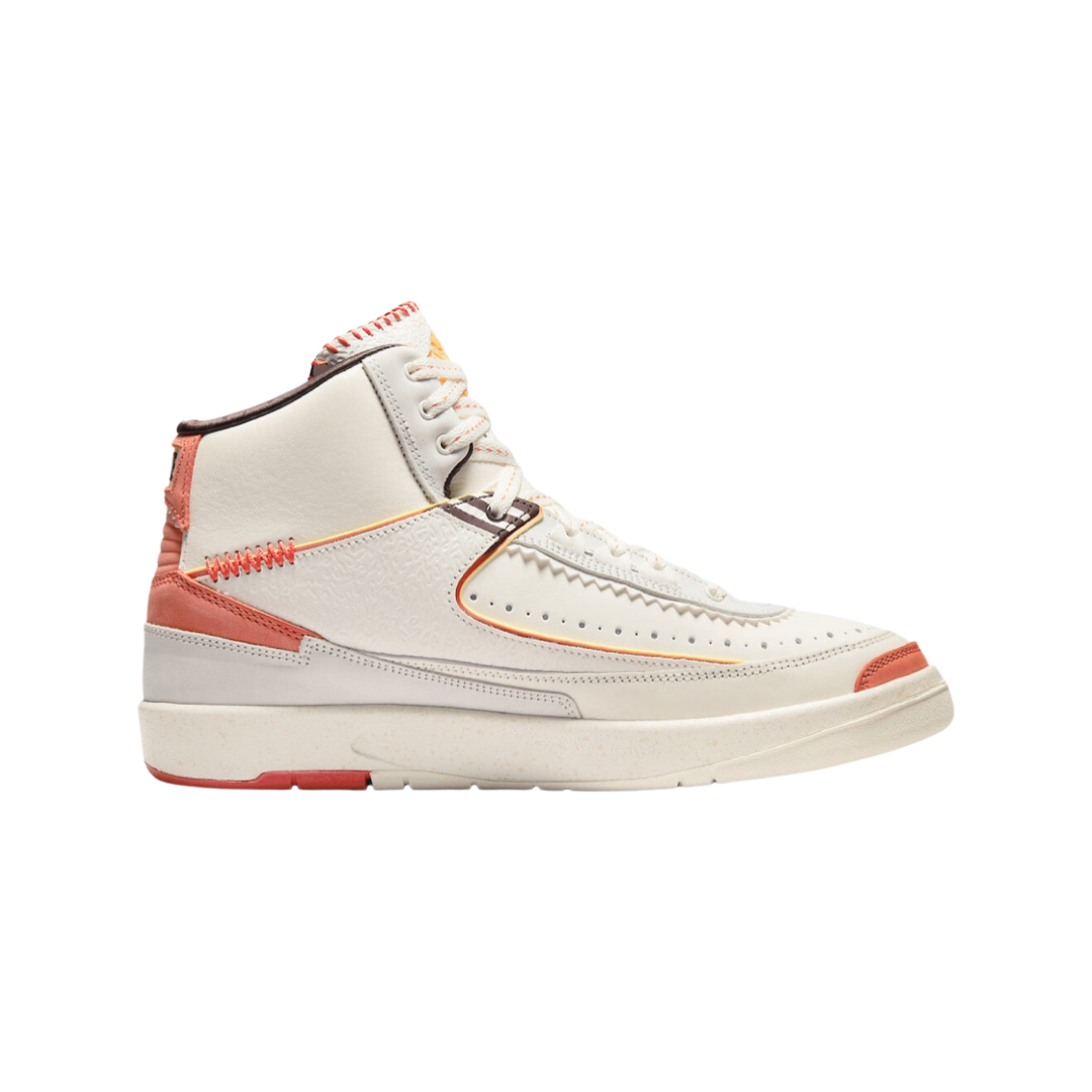 Air Jordan 2 Retro Sneakers - Maison Chateau Rouge Collaboration in Sail/Citron Pulse Orange - Men's Basketball Shoes for Streetwear & Casual Outfits