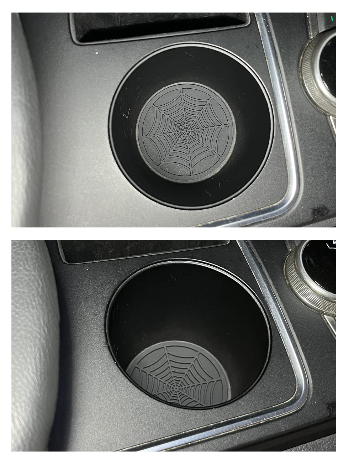 2 Pack Universal Car Cup Holder Coaster - Anti-Slip Auto Cup Holder Insert for Most Vehicles, Durable Spider Web Design Interior Accessories (Black) | Perfect for Road Trips, Commuting & Preventing Spills
