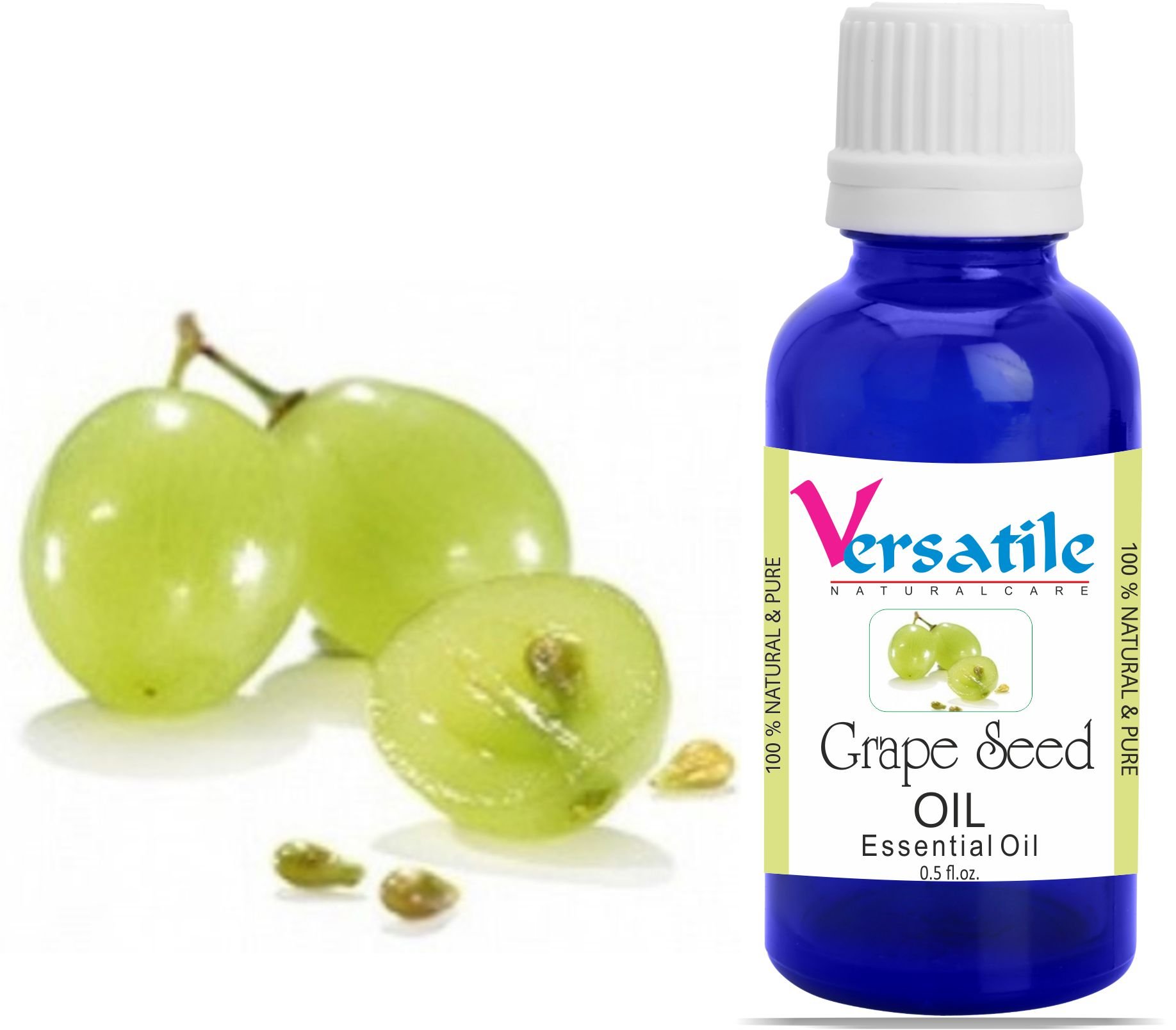 100% Pure Natural Grape Seed Essential Oil for Aromatherapy, Massage & Skincare - 3ML to 1000ML Bottle Size Options - Perfect for Diffusers, DIY Beauty Products & Relaxation Therapy
