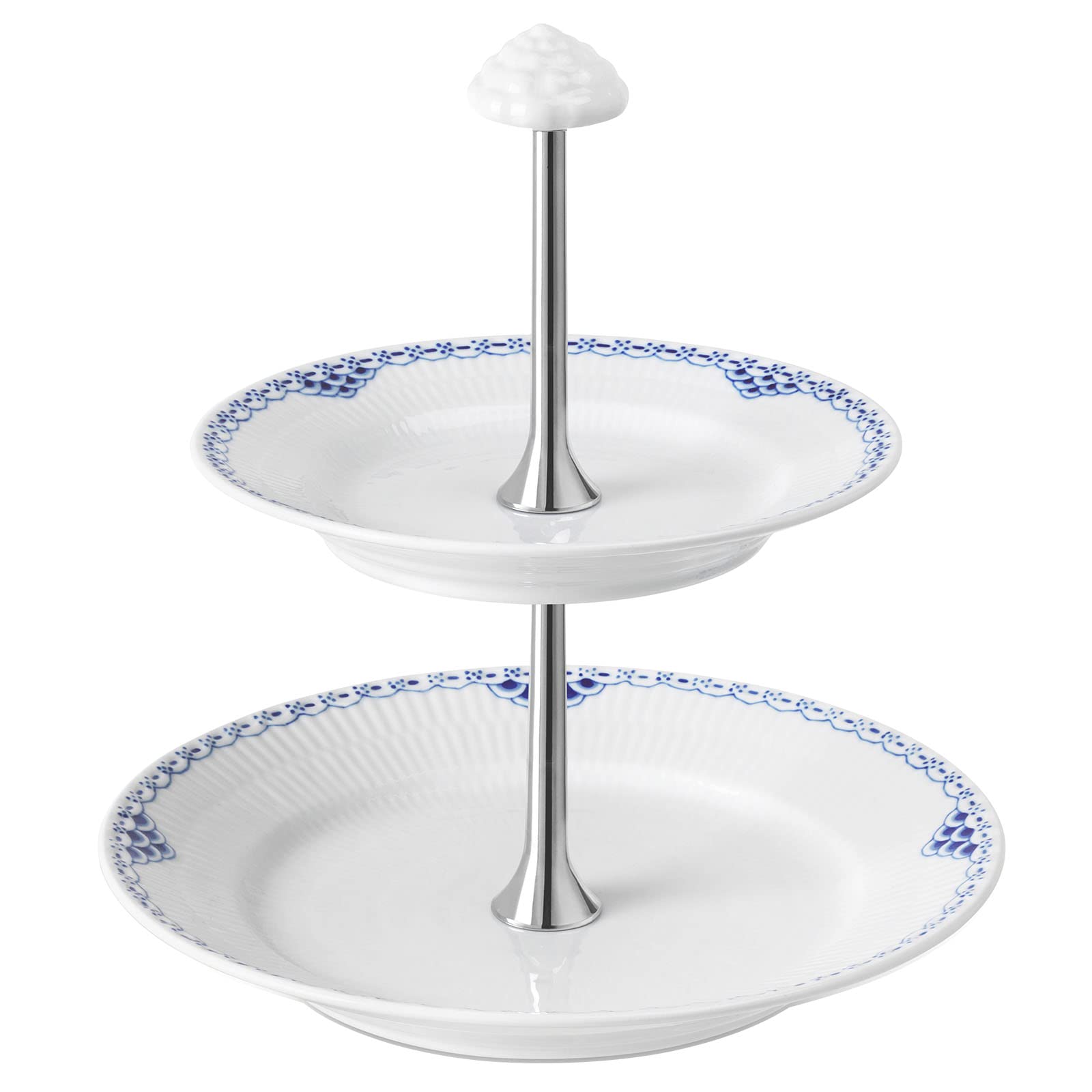 Royal Copenhagen 1062485 2-Tier White Porcelain Dessert Stand - Elegant Princess Style Serving Platter for Wedding, Bridal Shower & Tea Party Gifts - Perfect for Afternoon Tea, Dessert Display & Special Occasions